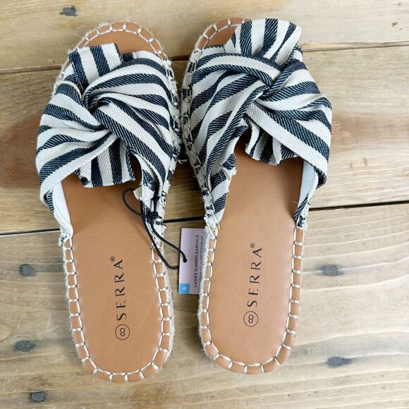 NWT Serra Canvas Striped Espadrilles Sandals Slides Size 8 Slip On - Picture 3 of 6